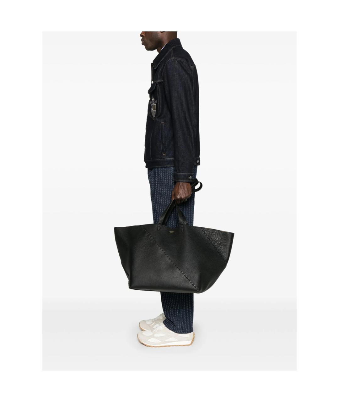 FENDI Черная кожаная сумка тоут, фото 2