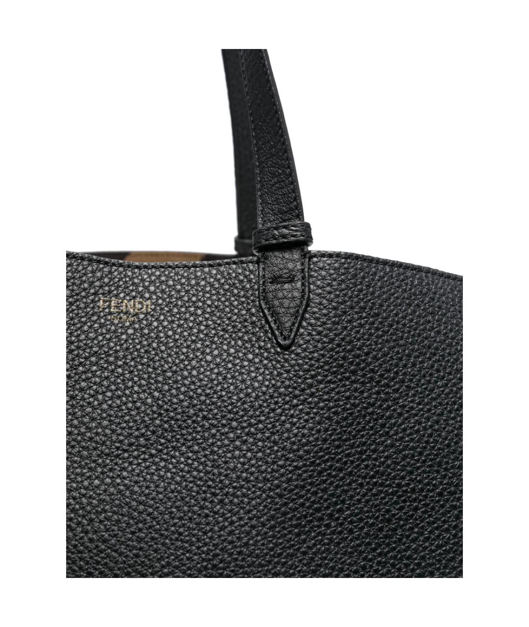 FENDI Черная кожаная сумка тоут, фото 3