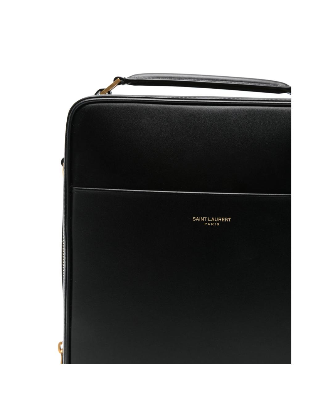 SAINT LAURENT Черная кожаная сумка на плечо, фото 2