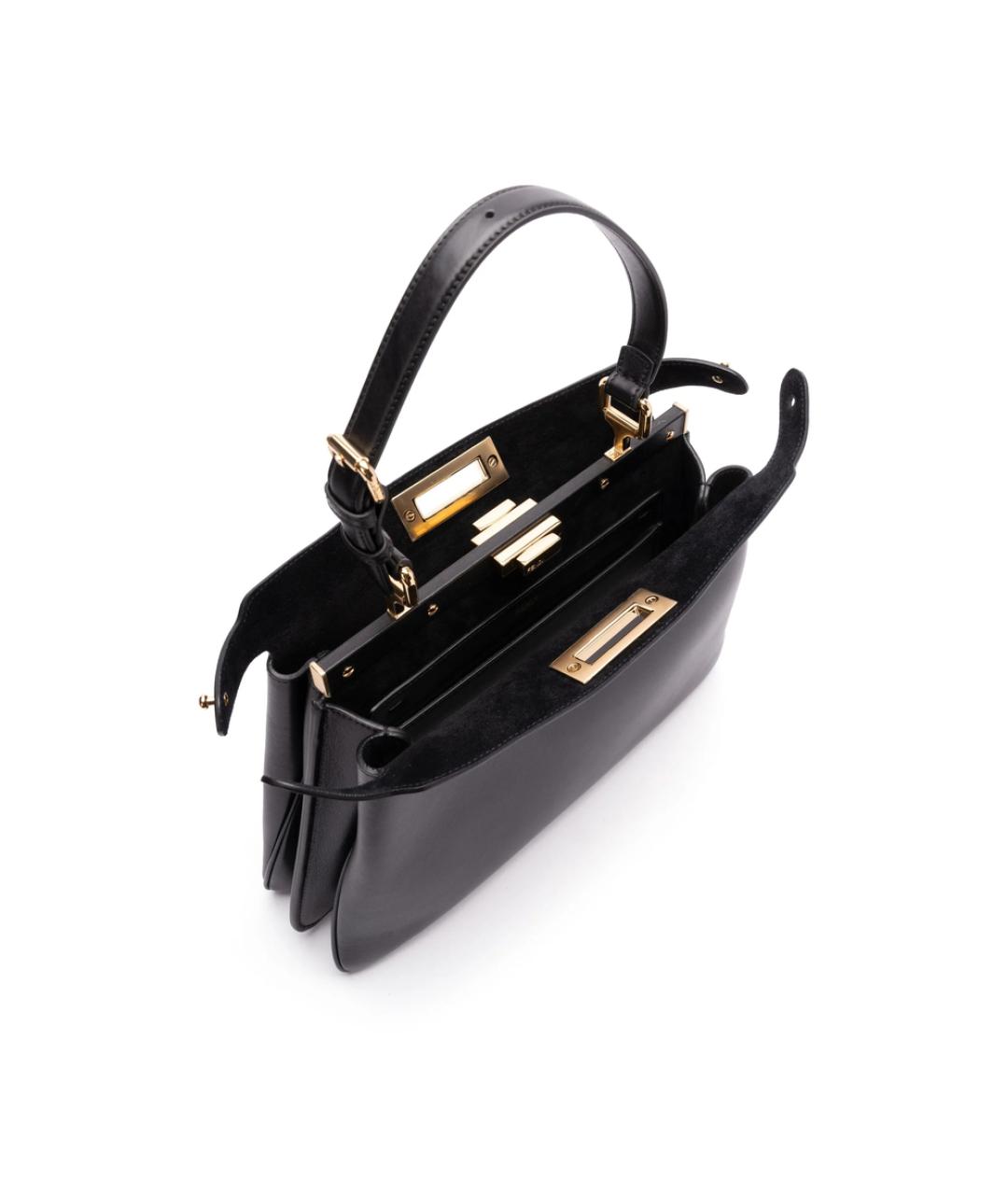 FENDI Черная кожаная сумка тоут, фото 3