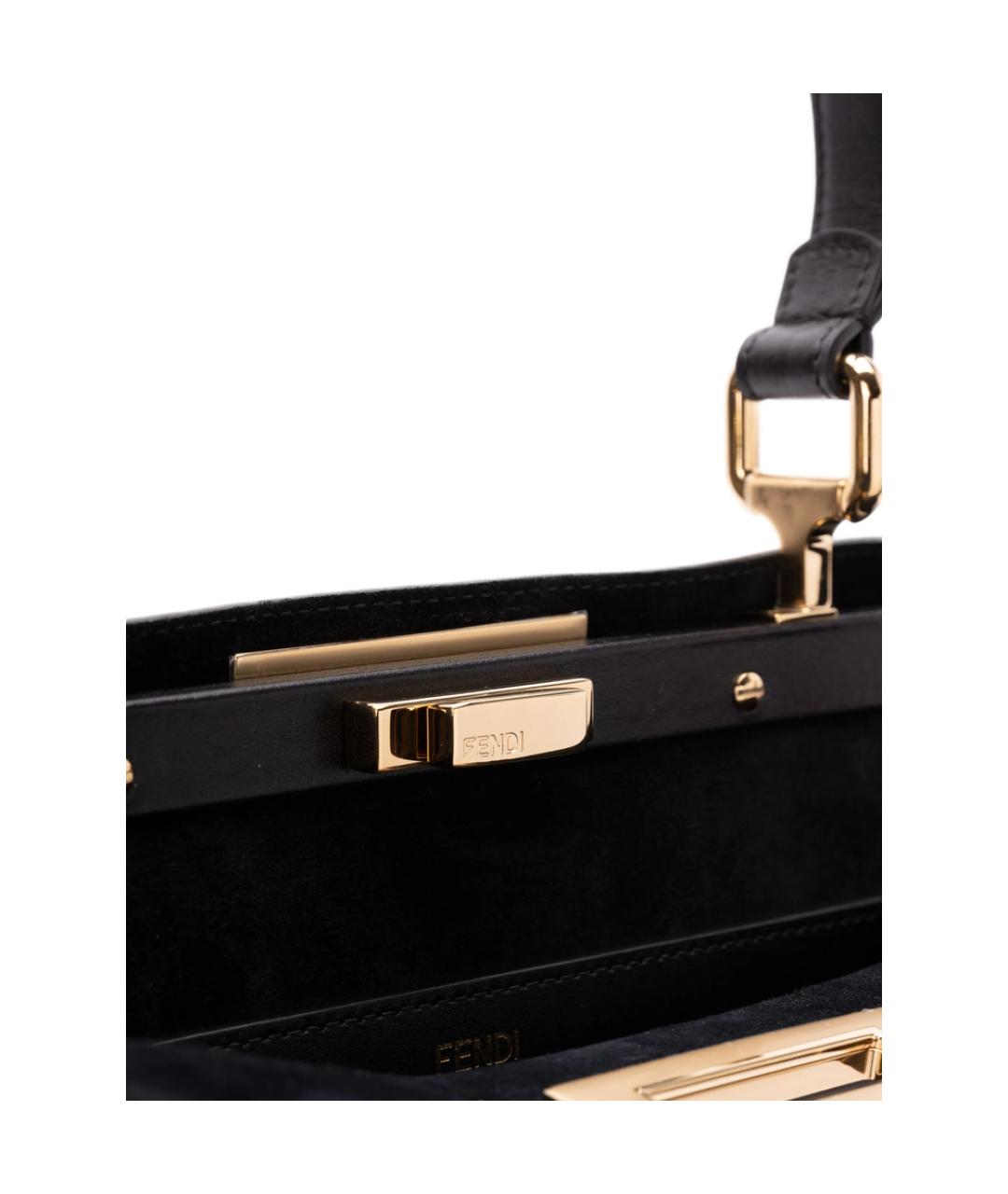 FENDI Черная кожаная сумка тоут, фото 5
