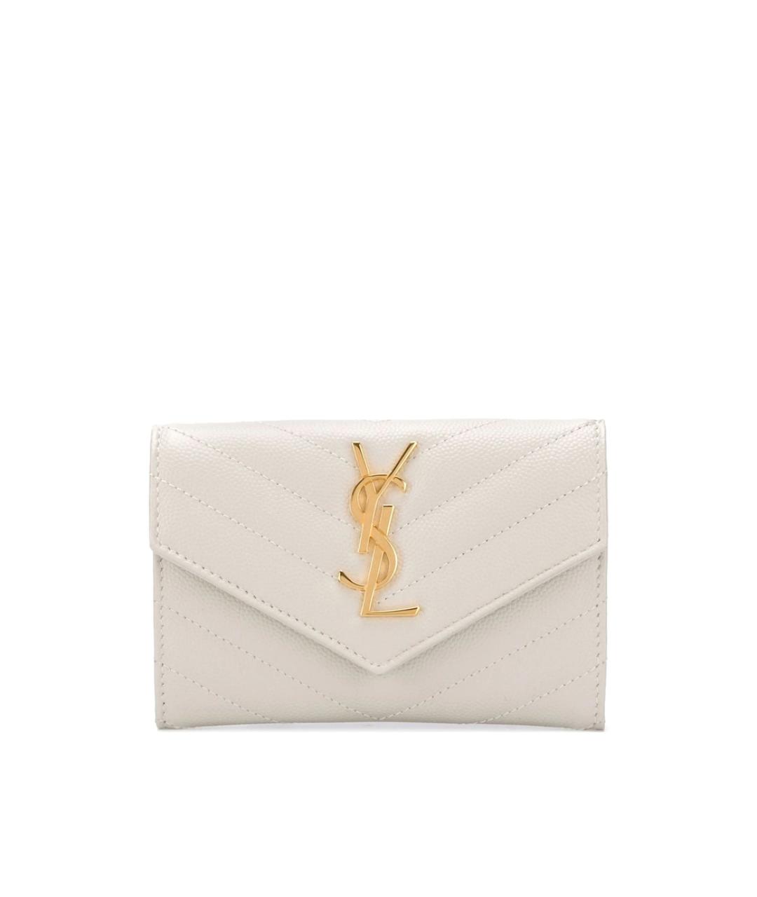 SAINT LAURENT Белый кожаный кошелек, фото 1