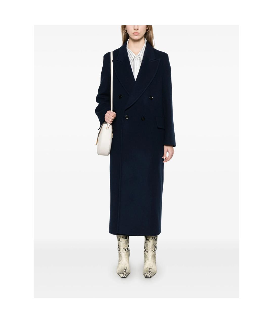 MAX MARA Темно-синее кашемировое пальто, фото 4