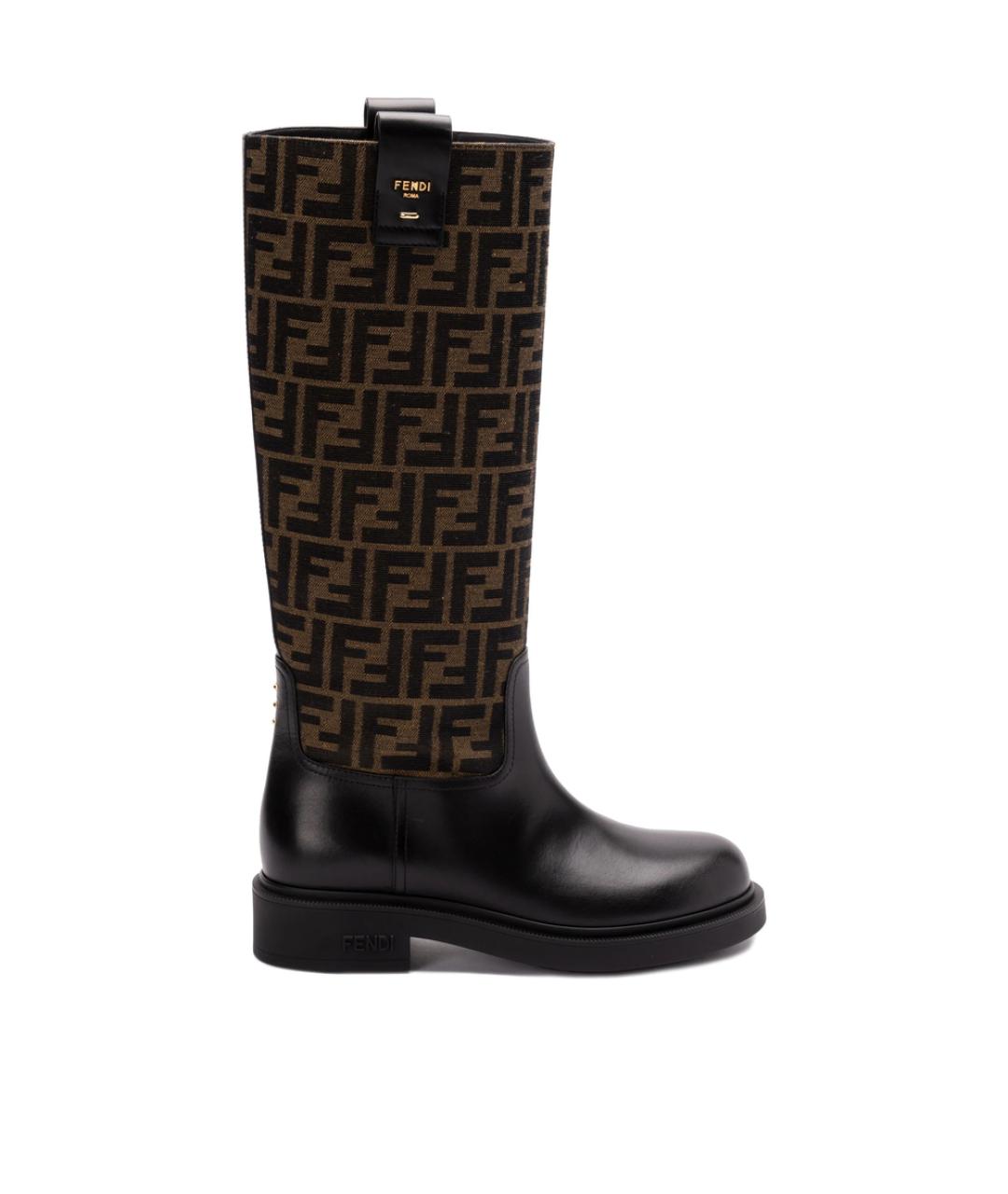 FENDI Коричневые кожаные сапоги, фото 1