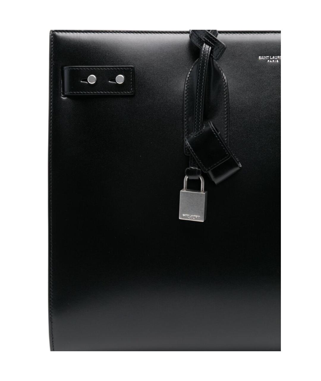 SAINT LAURENT Черная кожаная сумка тоут, фото 2