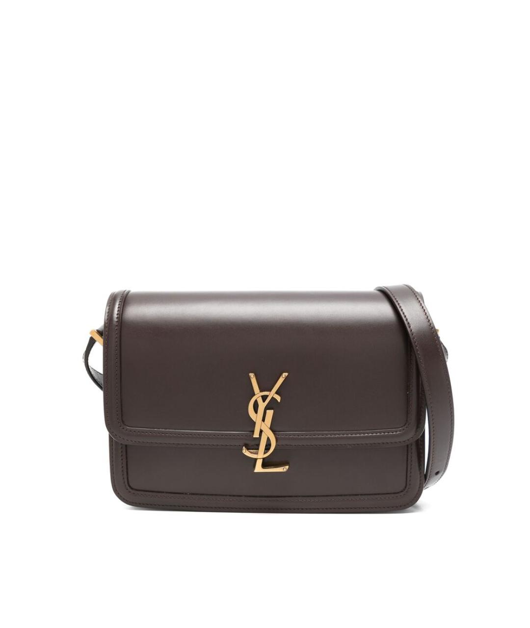 SAINT LAURENT Коричневая кожаная сумка через плечо, фото 1