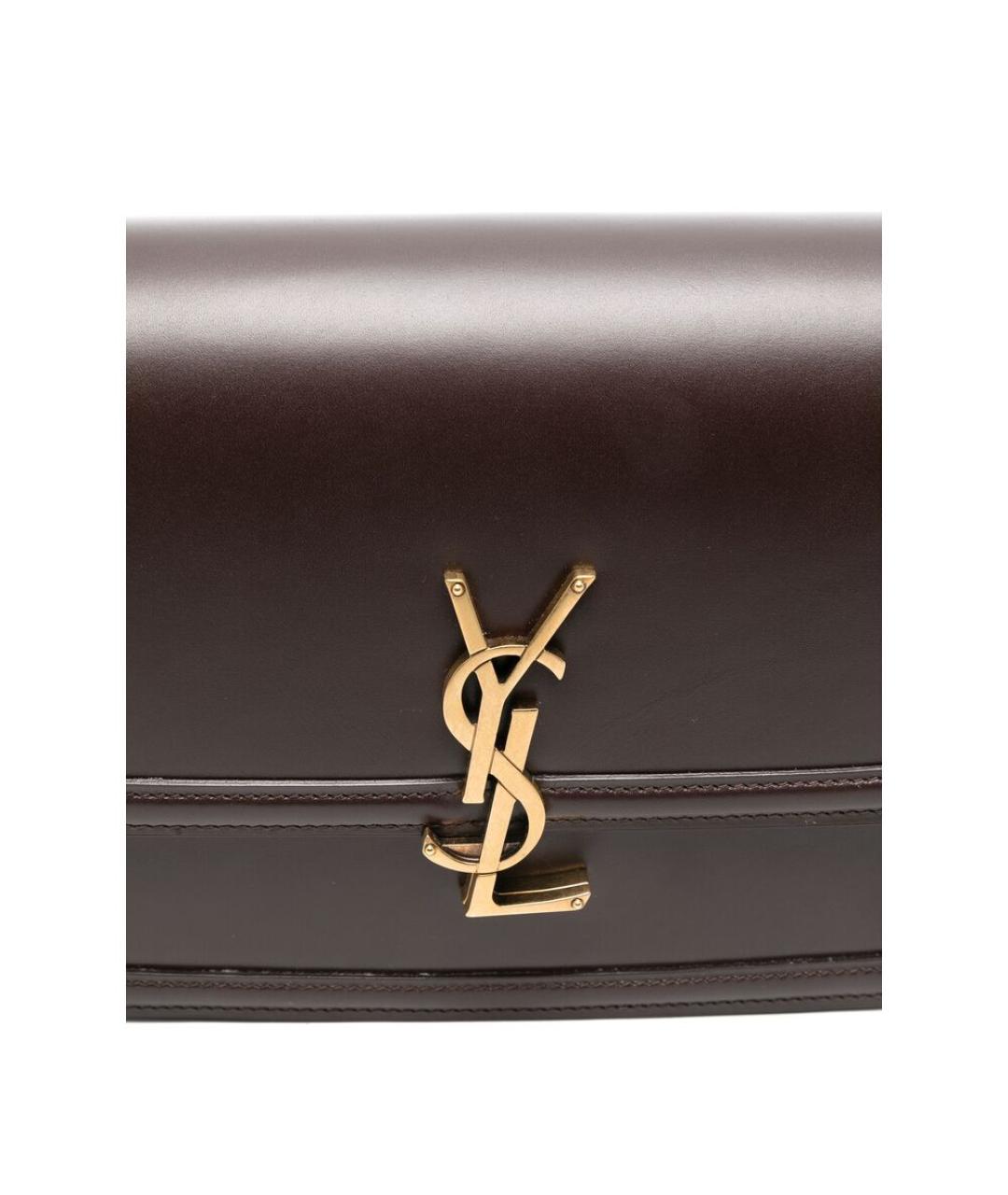 SAINT LAURENT Коричневая кожаная сумка через плечо, фото 3