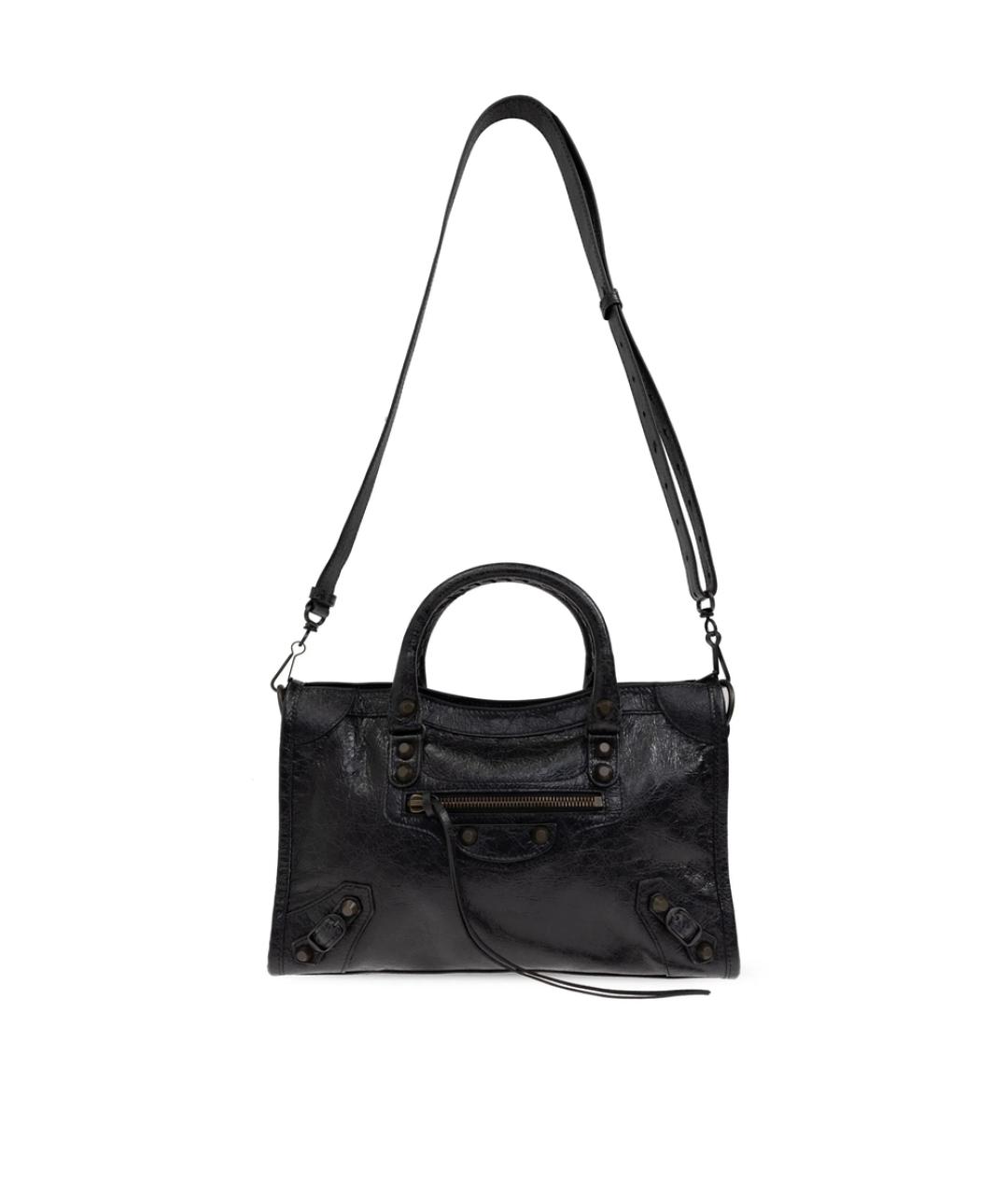 BALENCIAGA Черная кожаная сумка тоут, фото 1