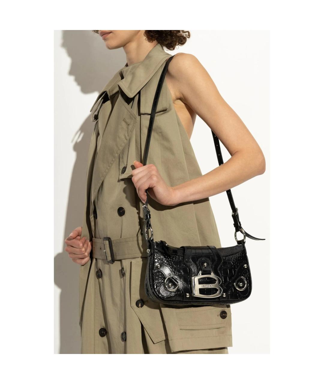 BALENCIAGA Черная кожаная сумка через плечо, фото 5