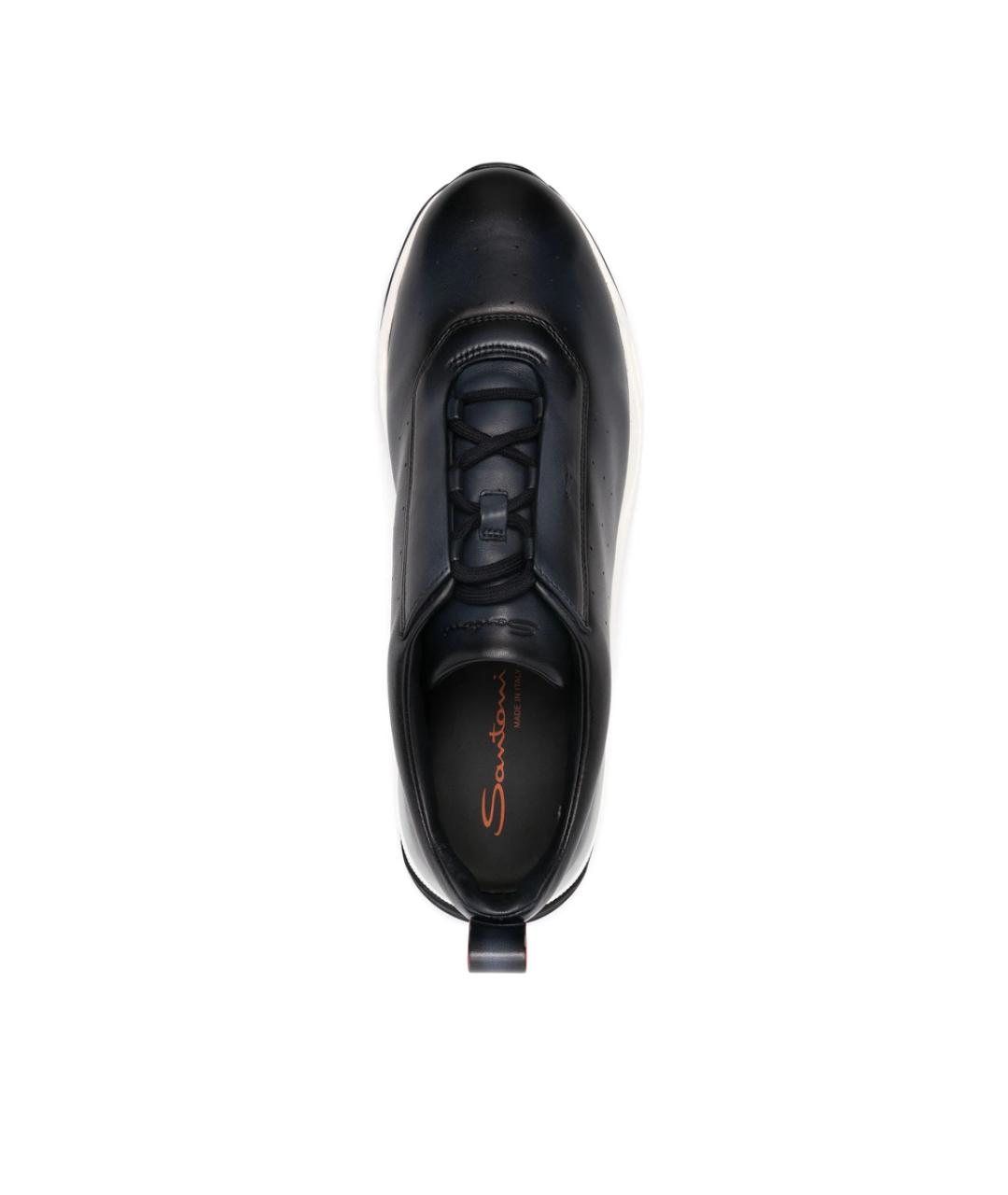SANTONI Синие кожаные низкие кроссовки / кеды, фото 3