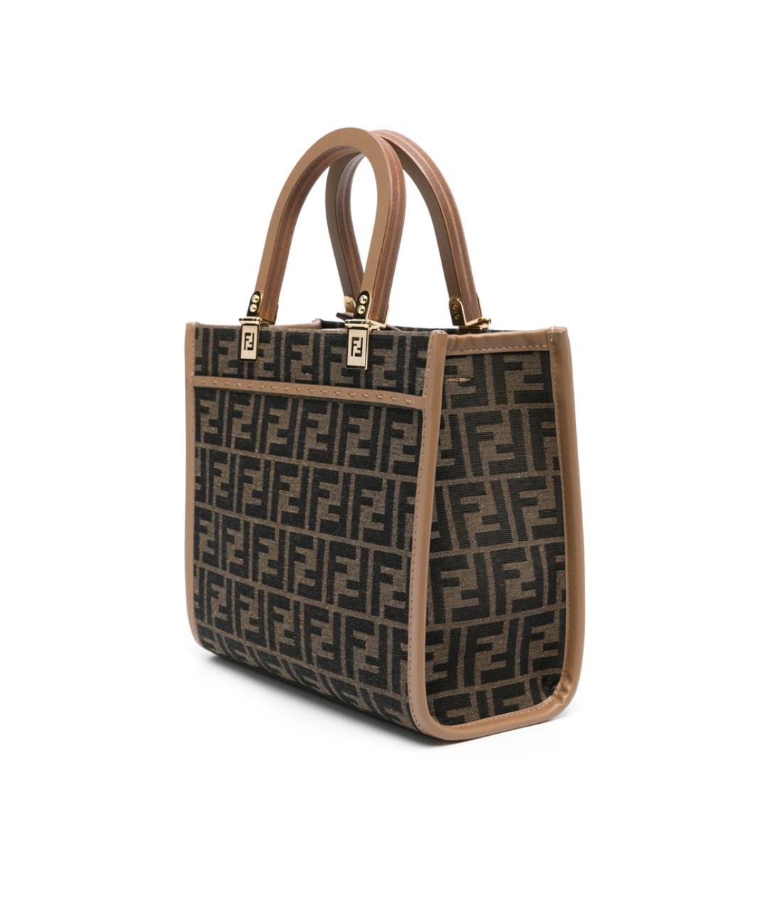 FENDI Коричневая тканевая сумка тоут, фото 4