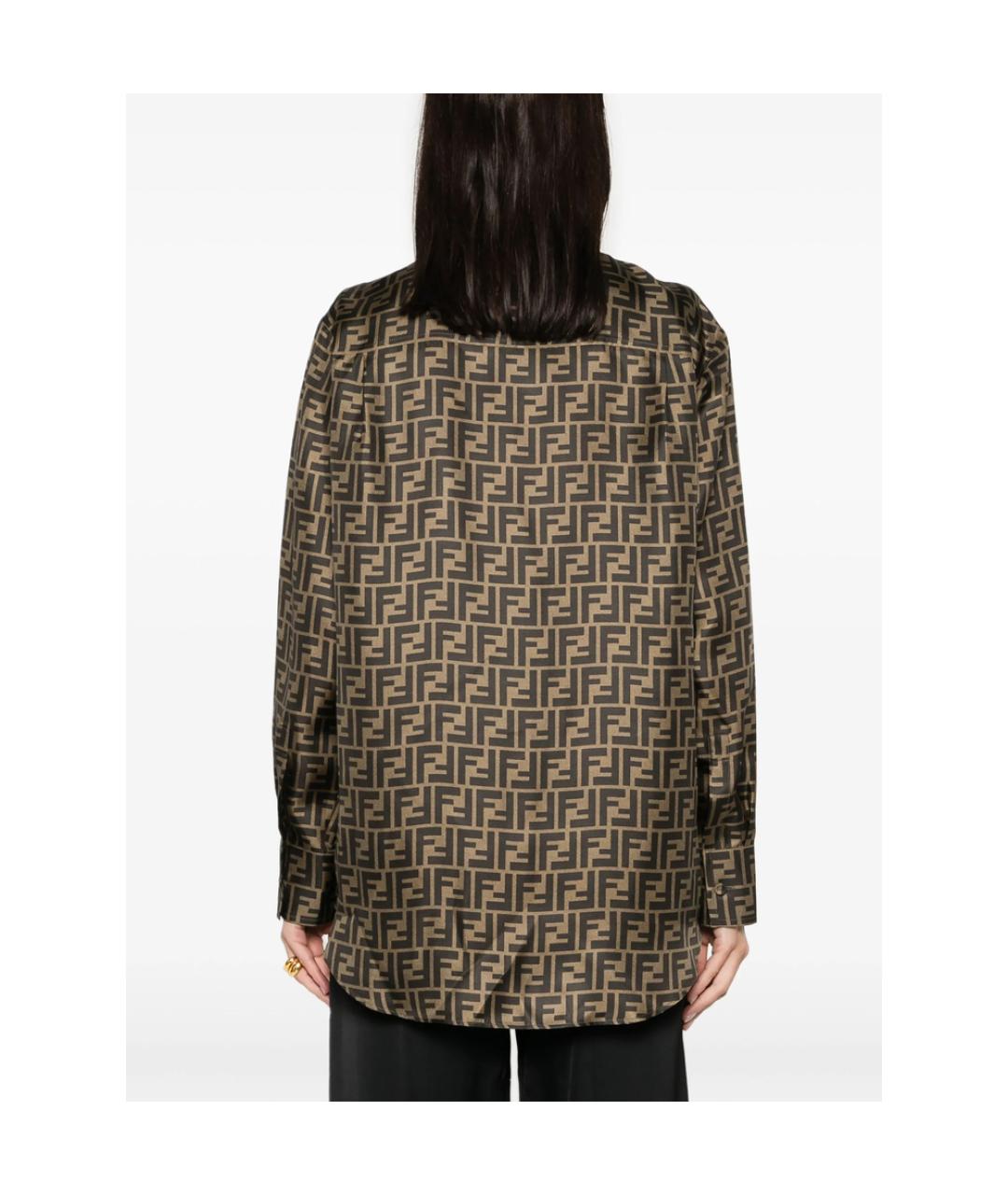 FENDI Коричневая шелковая рубашка, фото 5