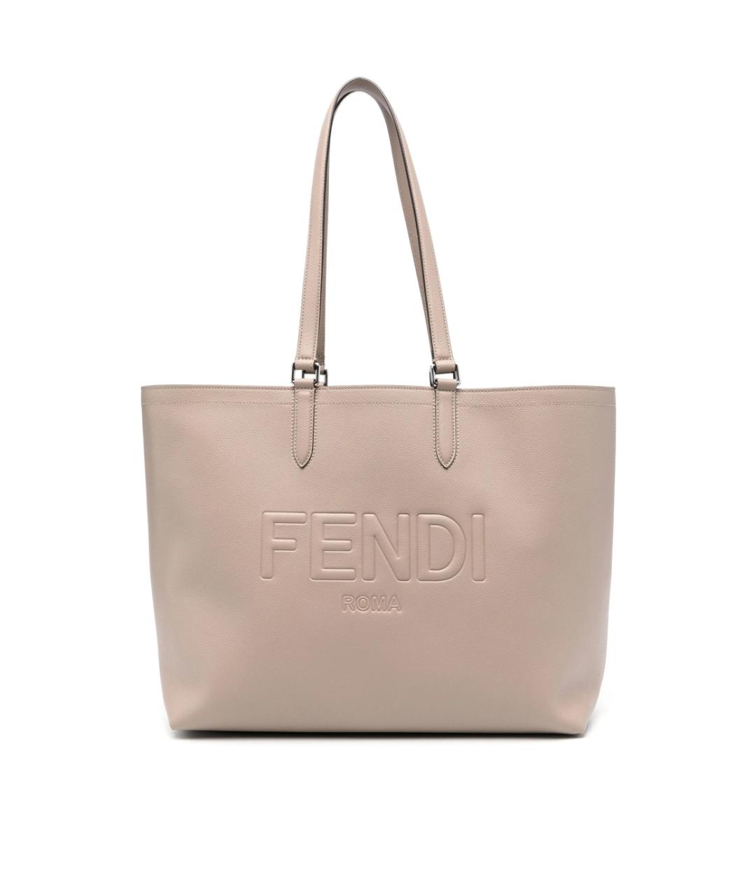 FENDI Бежевая кожаная сумка тоут, фото 1