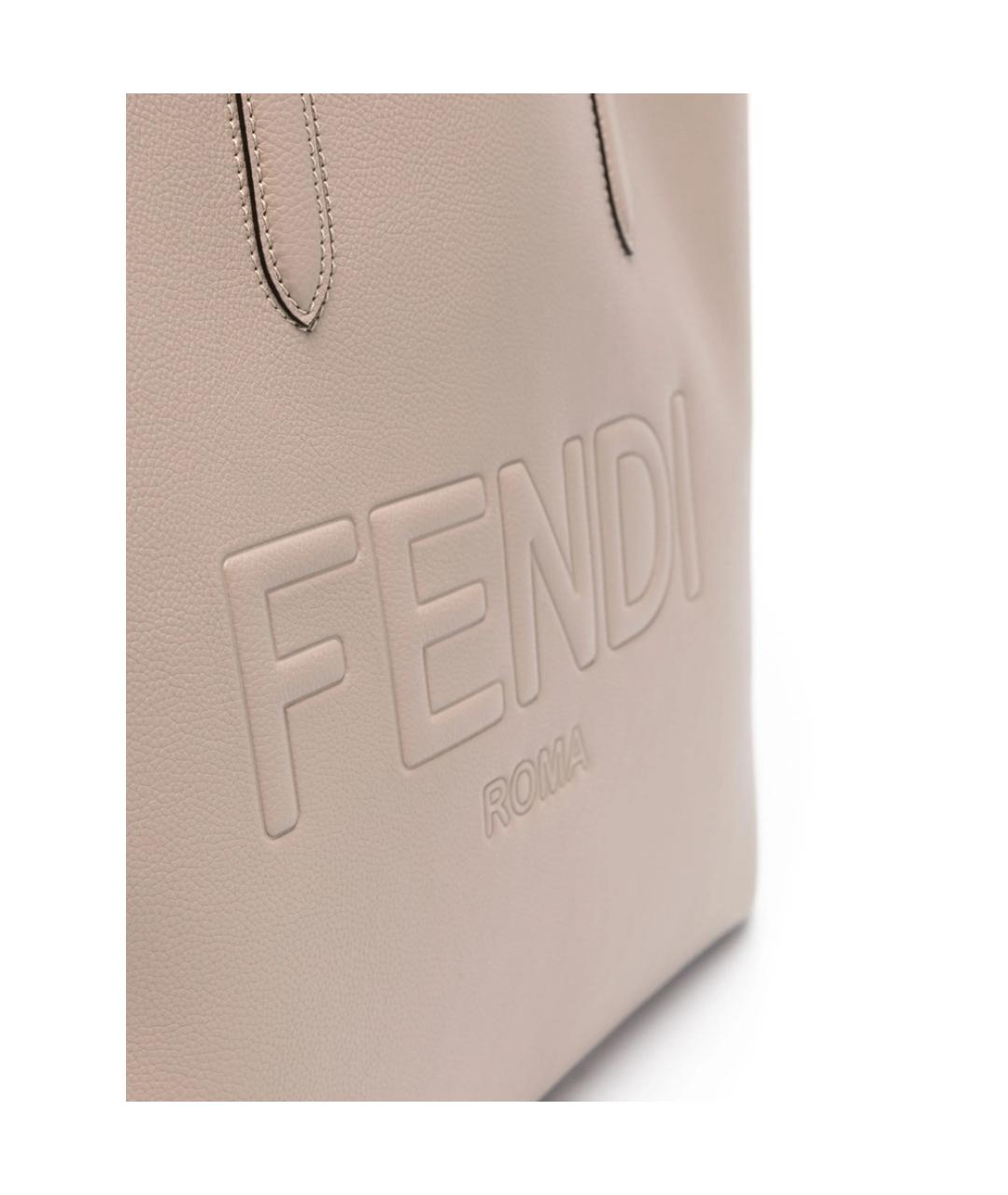 FENDI Бежевая кожаная сумка тоут, фото 3