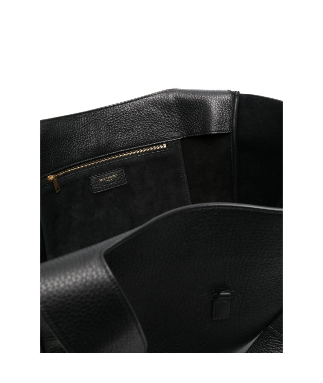 SAINT LAURENT Черная кожаная сумка тоут, фото 5