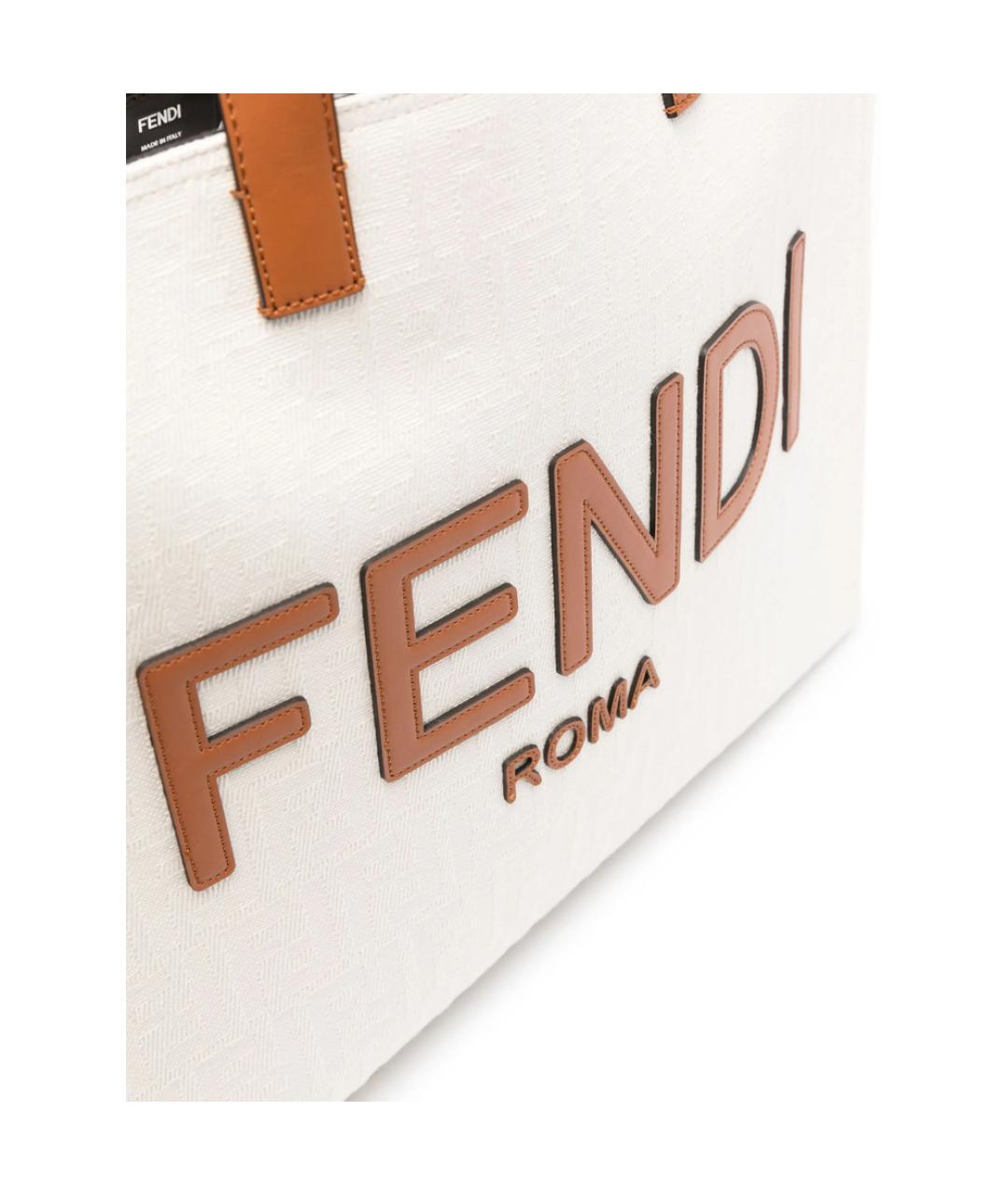 FENDI Белая тканевая сумка тоут, фото 3