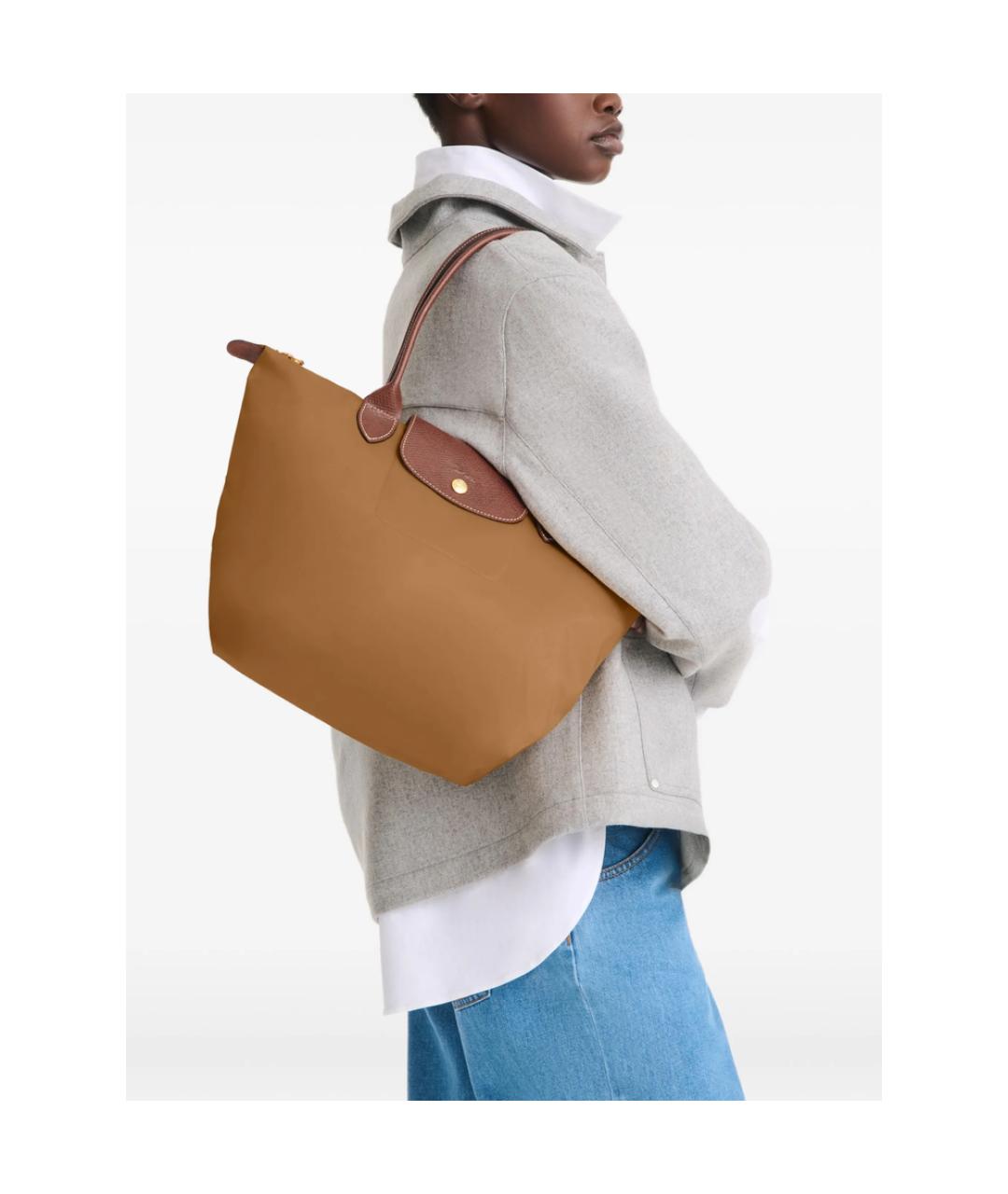 LONGCHAMP Коричневая тканевая сумка тоут, фото 2