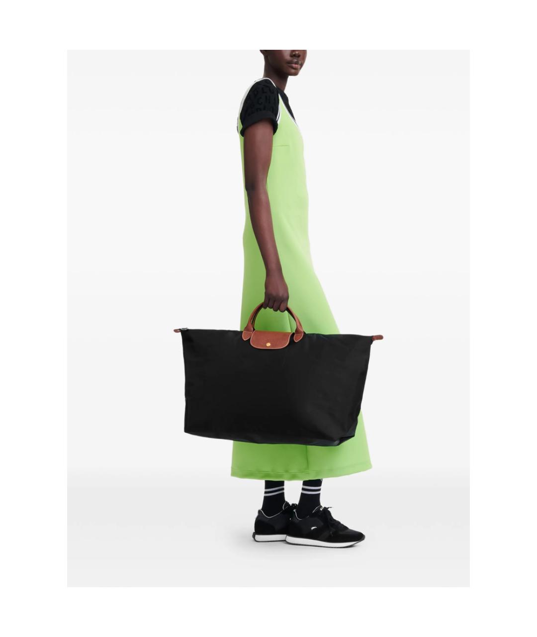 LONGCHAMP Черная тканевая сумка тоут, фото 3