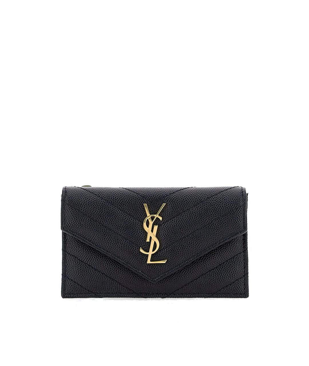 SAINT LAURENT Черный кожаный кошелек, фото 1