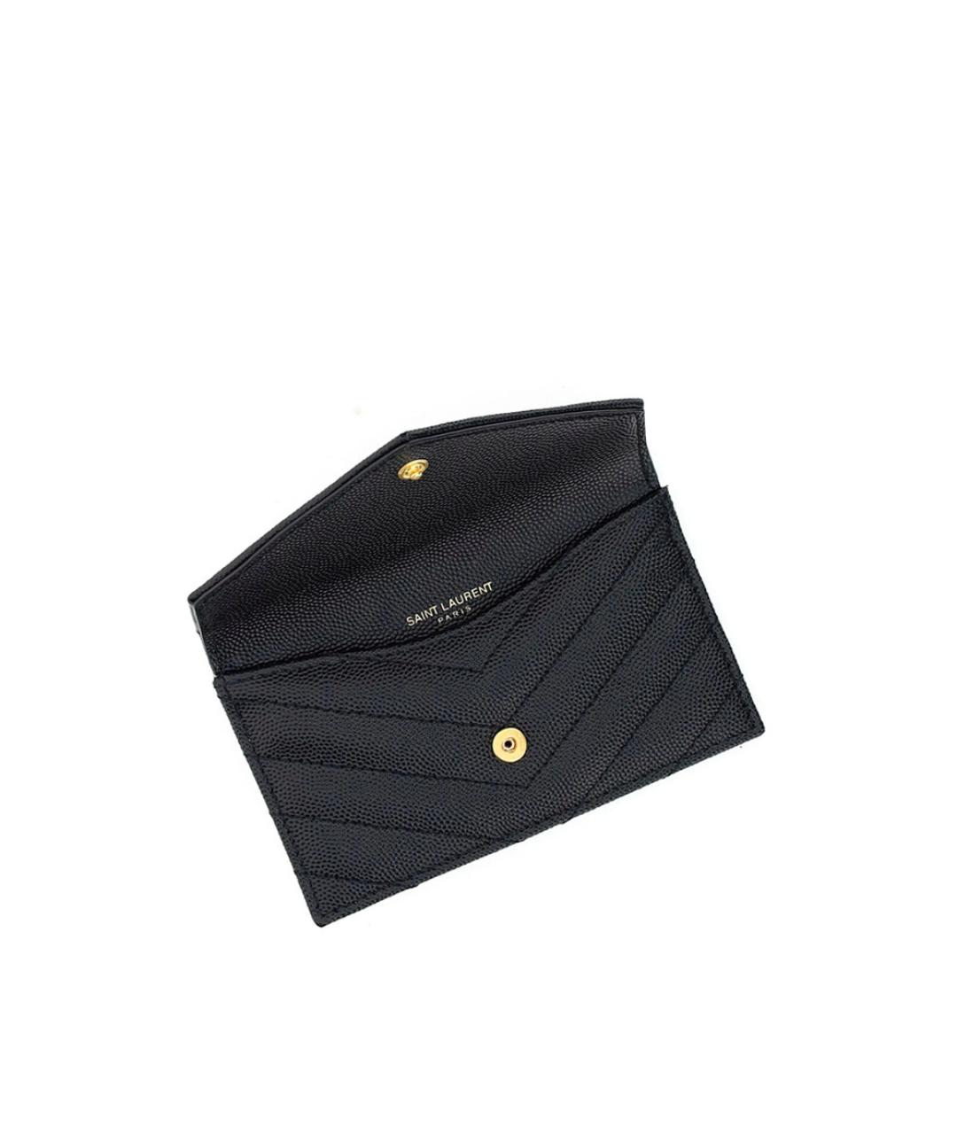 SAINT LAURENT Черный кожаный кошелек, фото 3