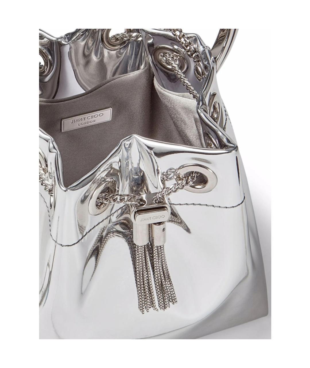 JIMMY CHOO Серебряная сумка с короткими ручками, фото 4