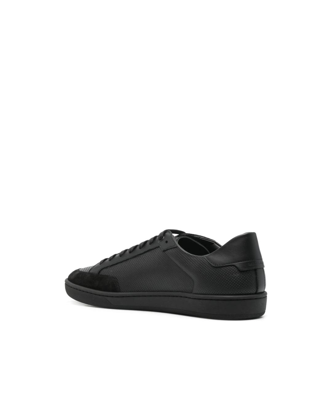 SAINT LAURENT Черные кожаные низкие кроссовки / кеды, фото 1