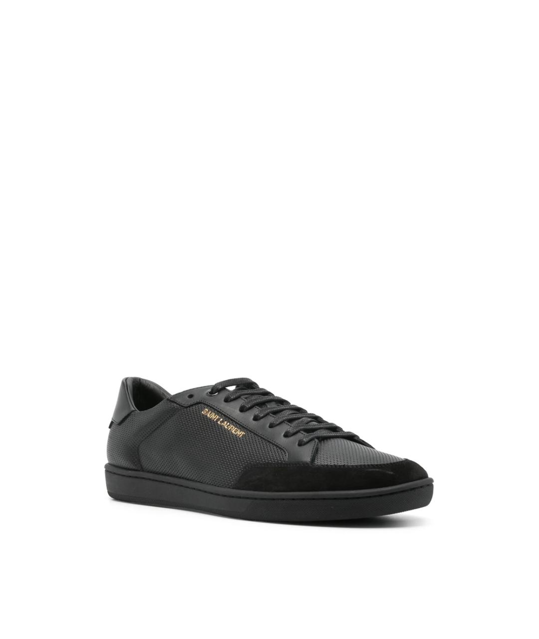 SAINT LAURENT Черные кожаные низкие кроссовки / кеды, фото 3
