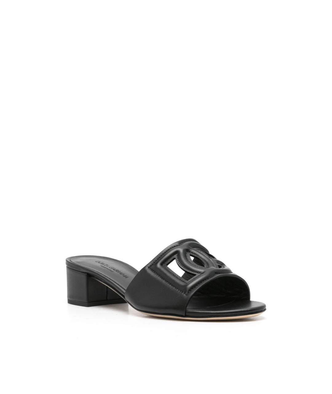 DOLCE&GABBANA Черные кожаные мюли, фото 4
