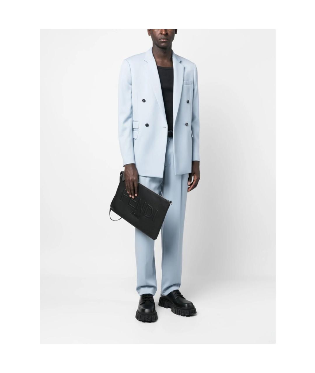 FENDI Черная кожаная барсетка, фото 2