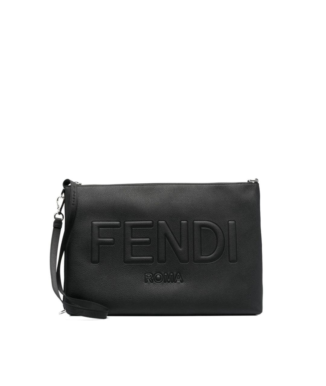 FENDI Черная кожаная барсетка, фото 1