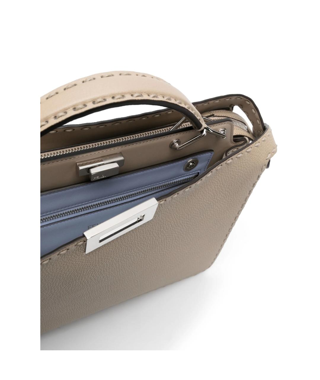 FENDI Бежевый кожаный портфель, фото 2