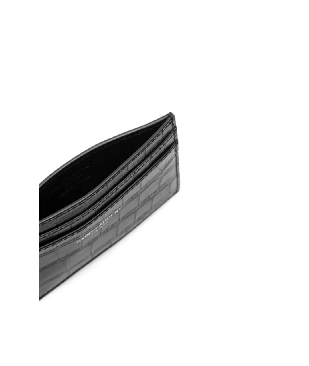 SAINT LAURENT Черный кожаный кардхолдер, фото 3