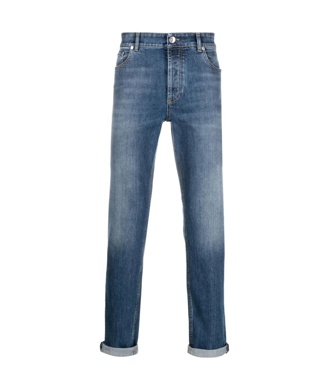 BRUNELLO CUCINELLI Синие хлопковые джинсы скинни, фото 1