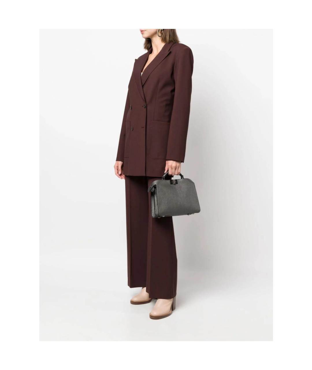 FENDI Серая кожаная сумка тоут, фото 3