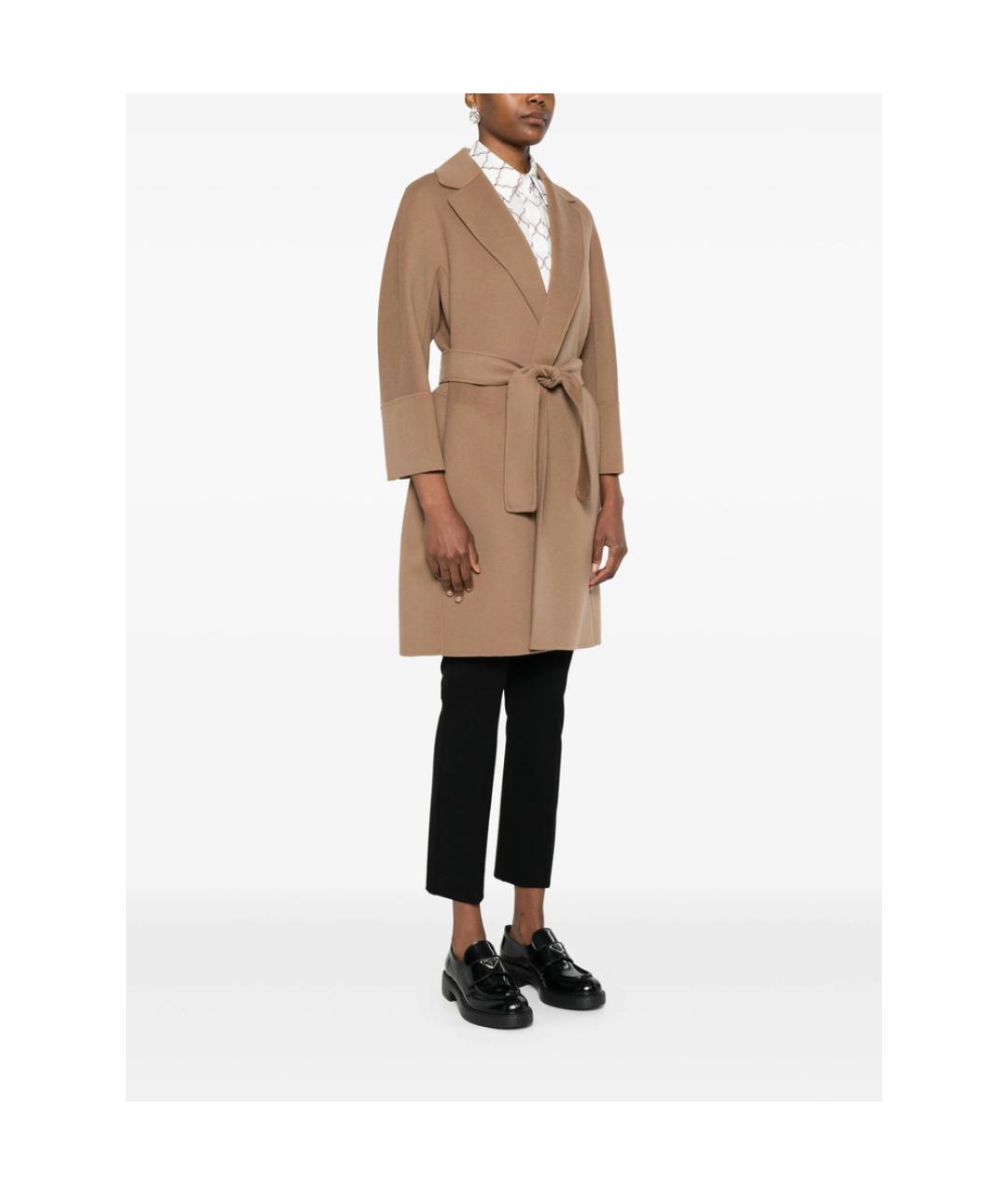 'S MAX MARA Бежевое шерстяное пальто, фото 4