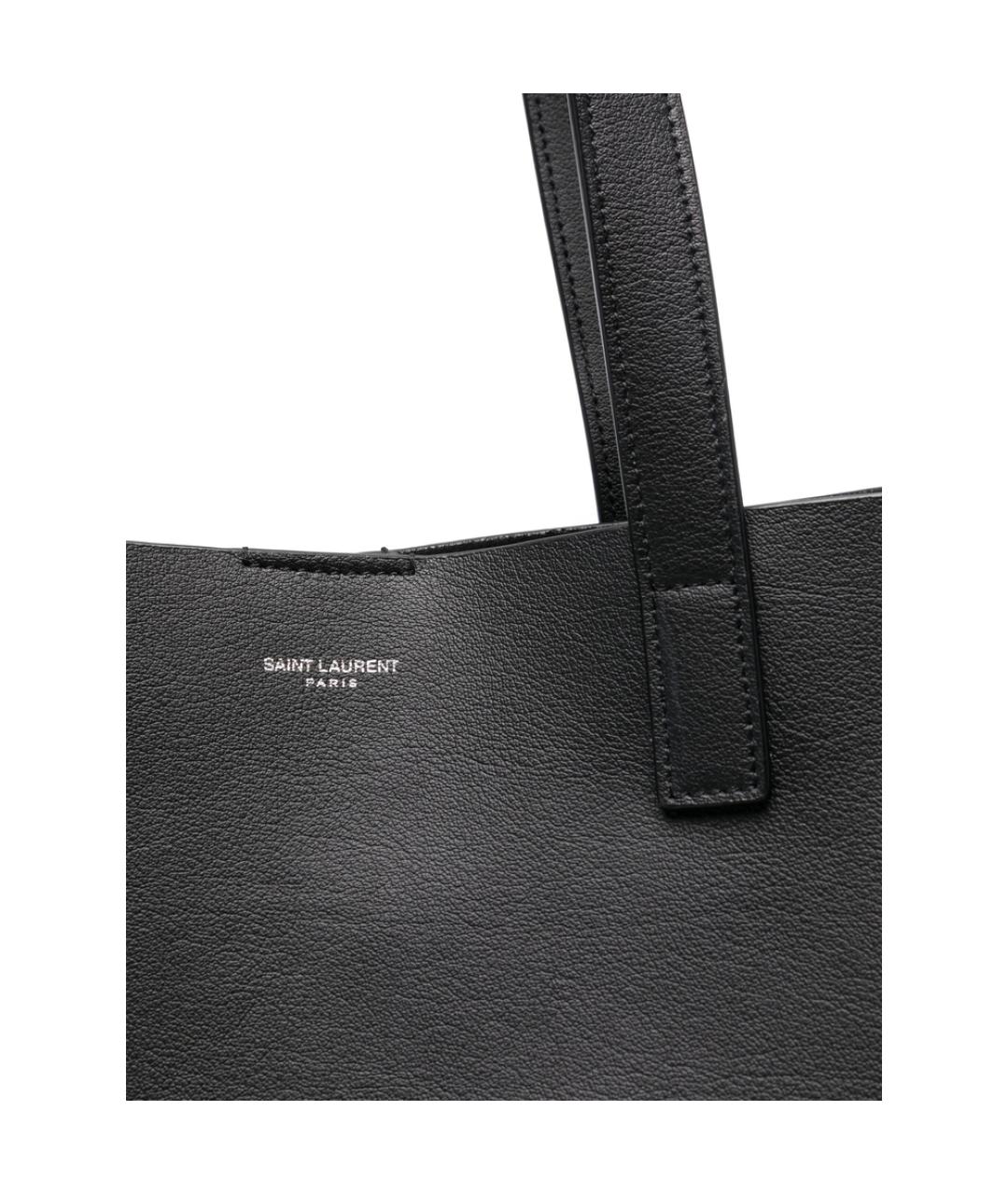 SAINT LAURENT Черная кожаная сумка тоут, фото 3
