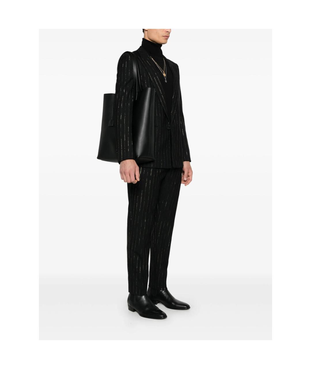 SAINT LAURENT Черная кожаная сумка тоут, фото 4