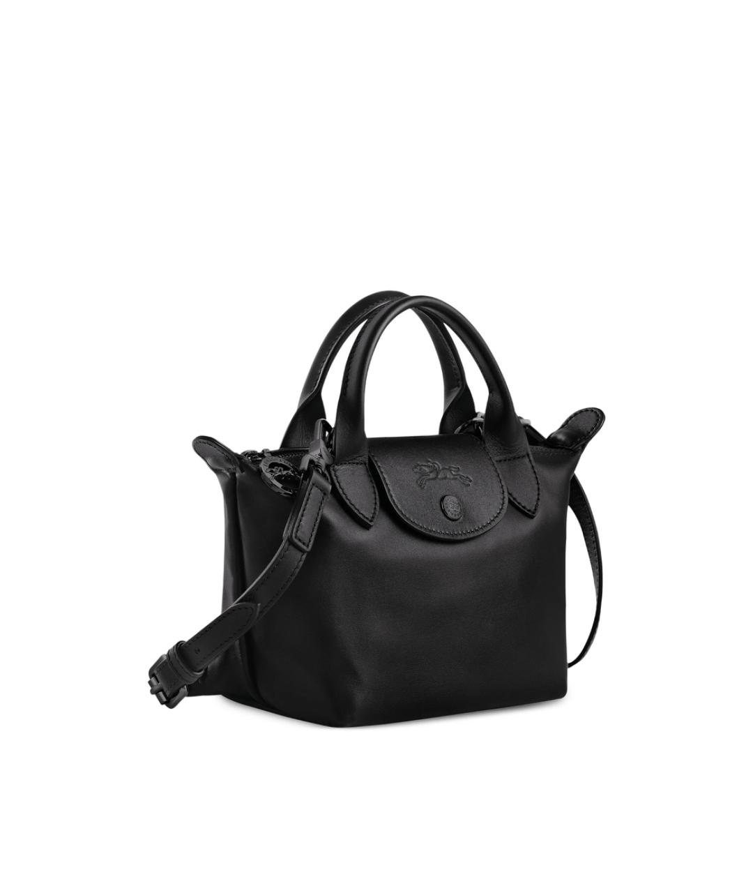 LONGCHAMP Черная кожаная сумка через плечо, фото 5