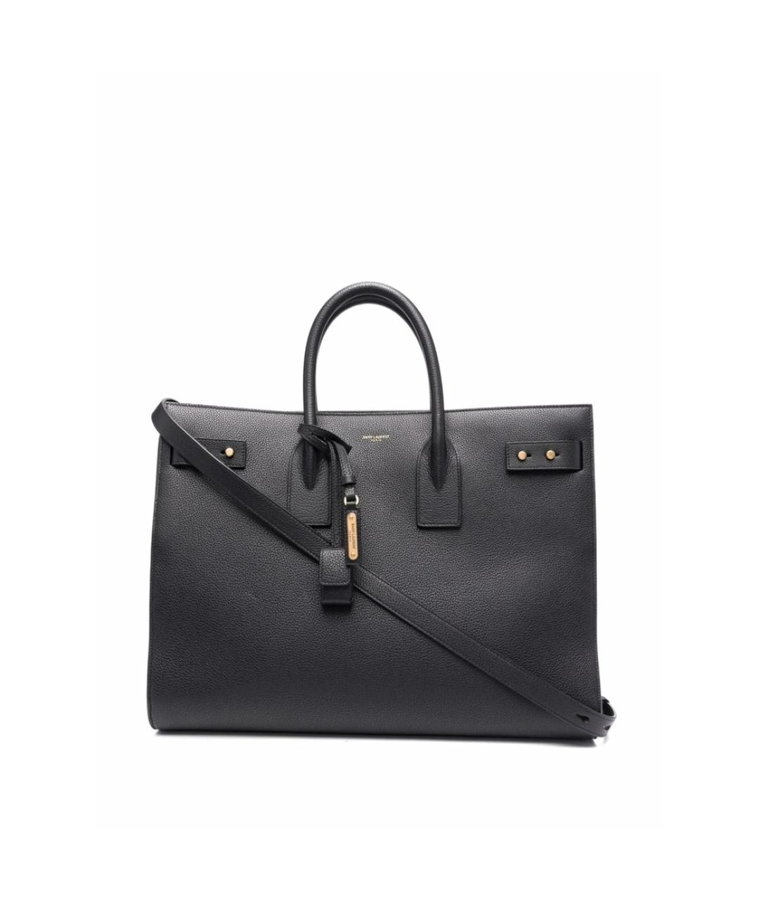 SAINT LAURENT Черная кожаная сумка тоут, фото 1