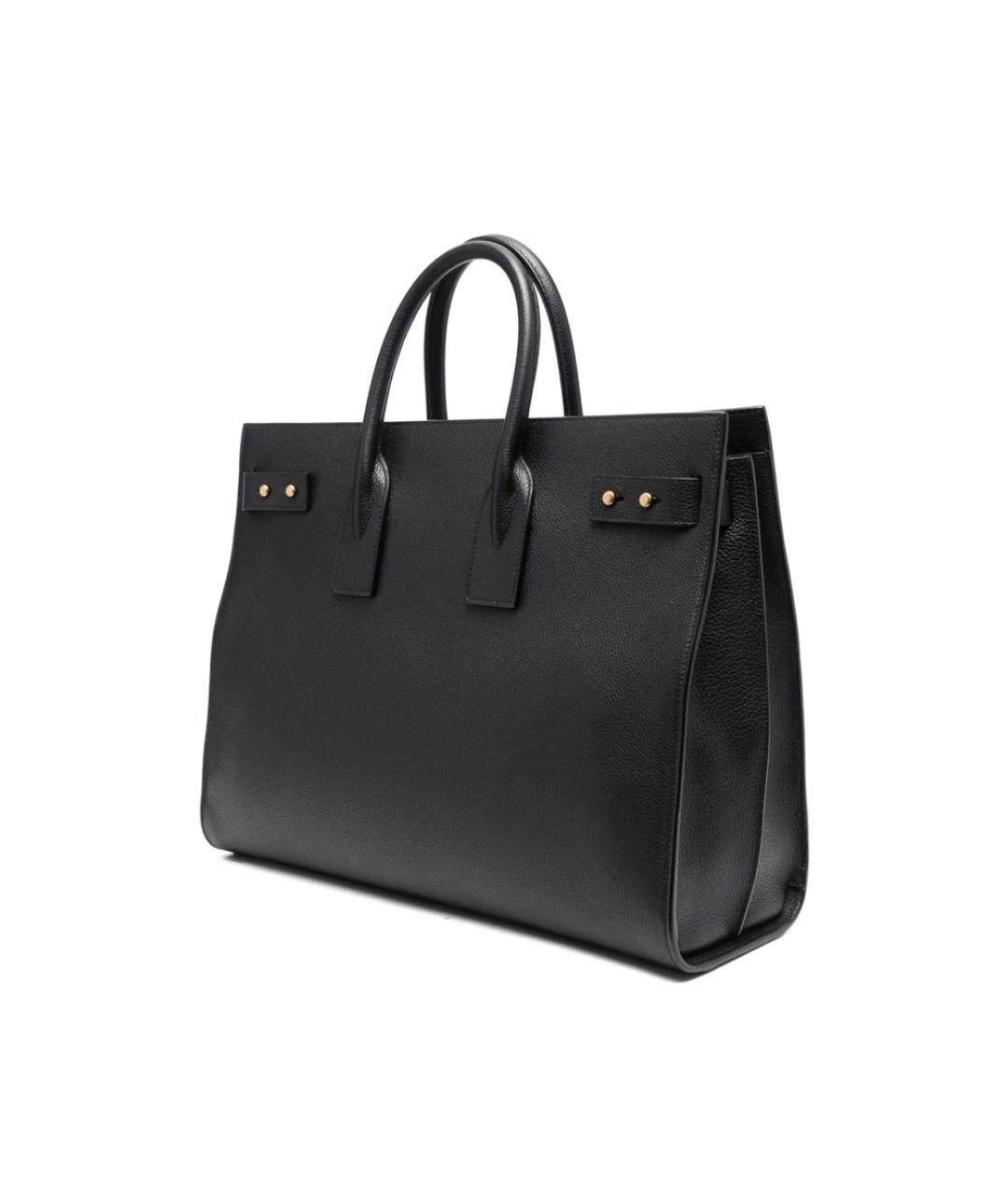 SAINT LAURENT Черная кожаная сумка тоут, фото 5