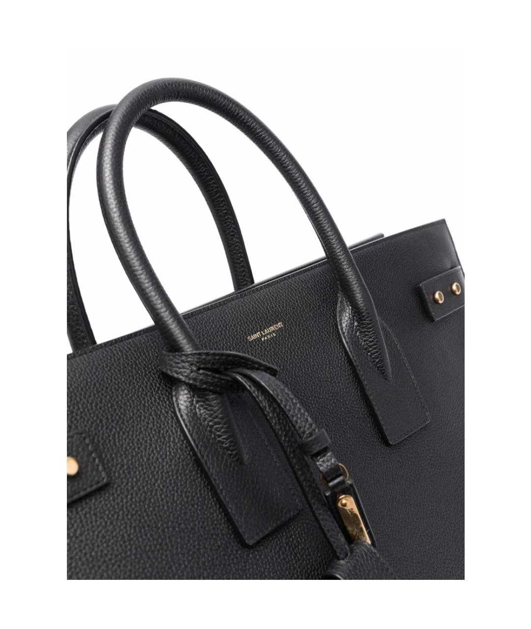 SAINT LAURENT Черная кожаная сумка тоут, фото 4