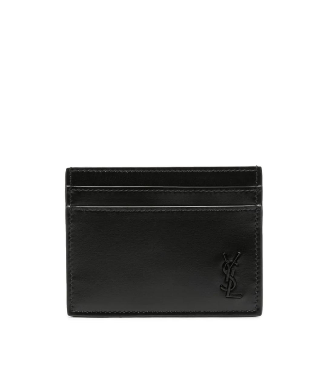 SAINT LAURENT Черный кожаный кардхолдер, фото 2