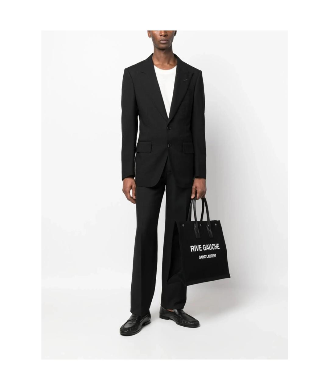 SAINT LAURENT Черная тканевая сумка тоут, фото 4