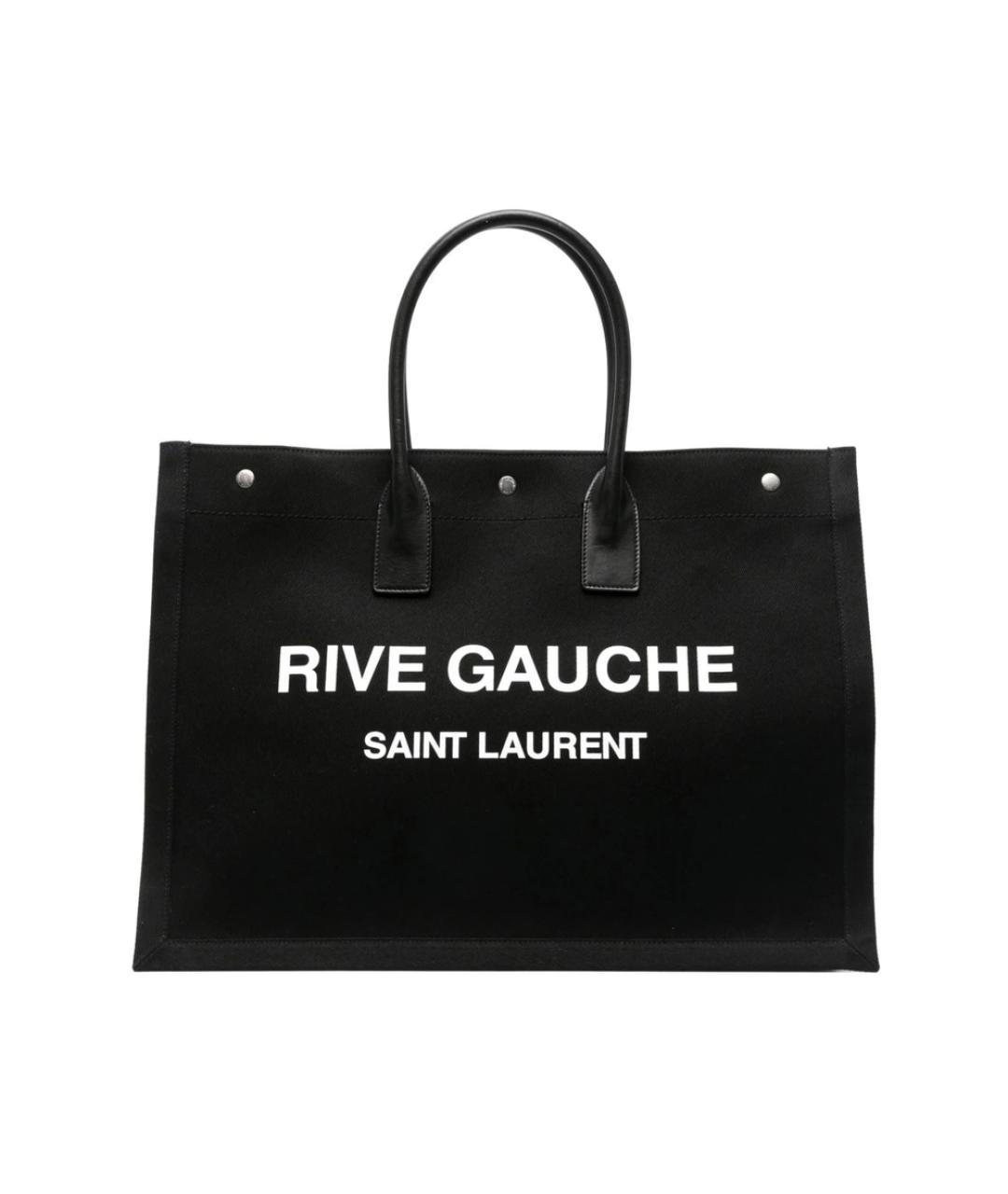 SAINT LAURENT Черная тканевая сумка тоут, фото 1