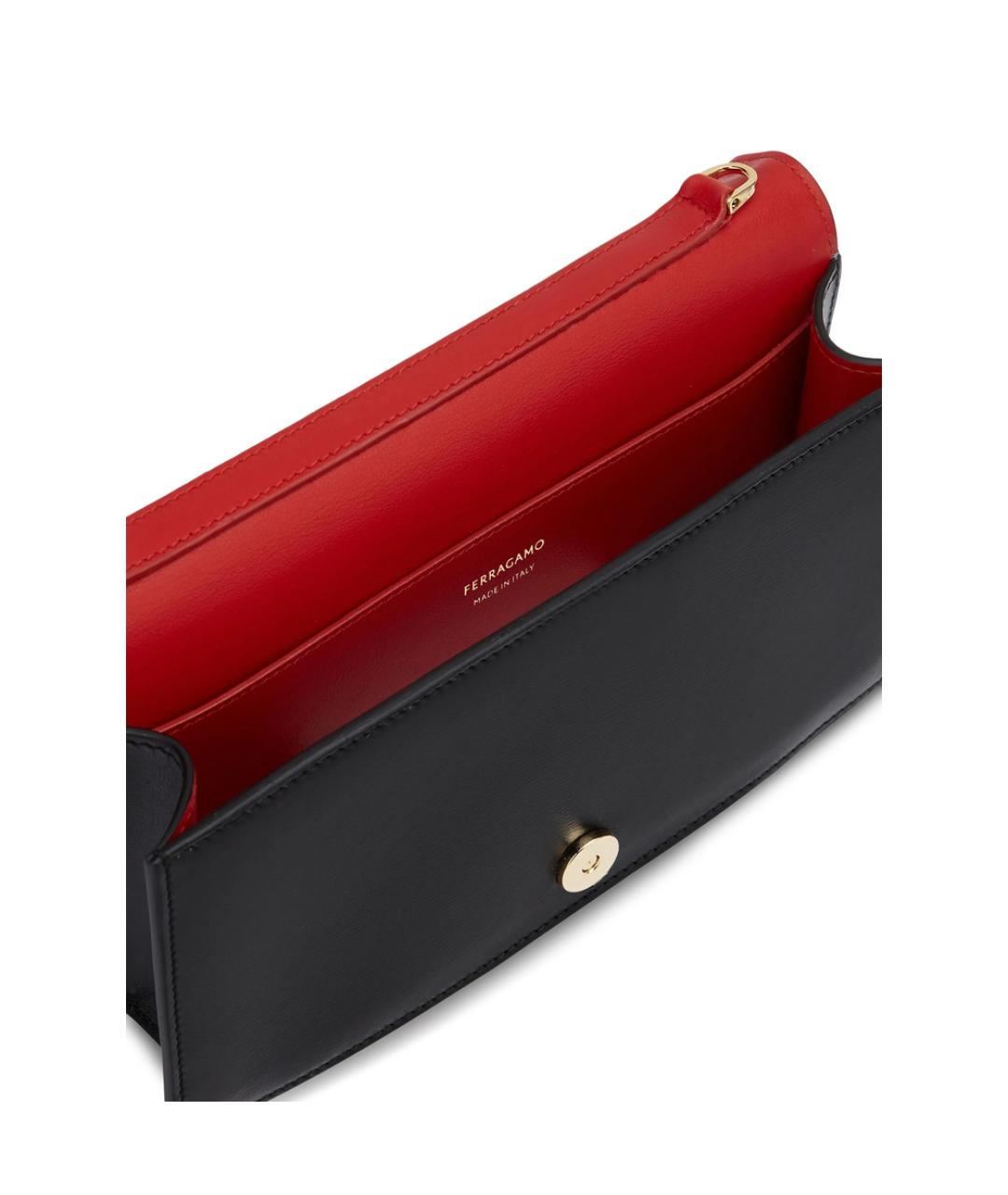 FERRAGAMO Черная кожаная сумка через плечо, фото 3