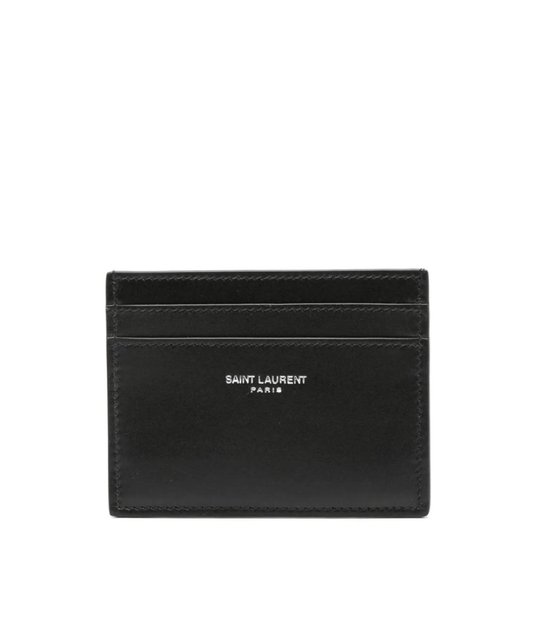 SAINT LAURENT Черный кожаный кардхолдер, фото 3