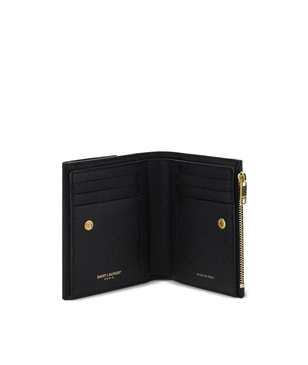 SAINT LAURENT Черный кожаный кошелек, фото 3