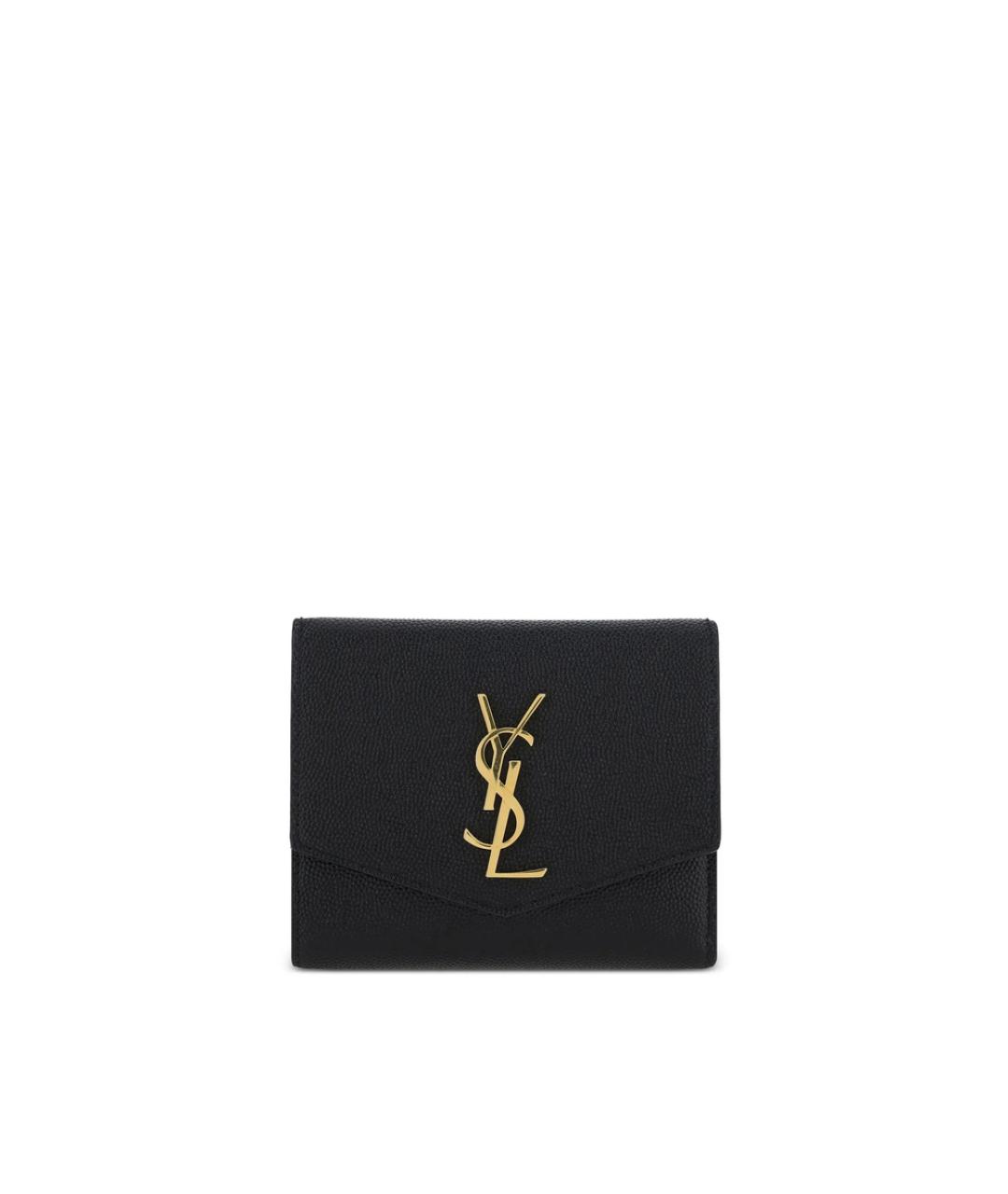 SAINT LAURENT Черный кожаный кошелек, фото 1