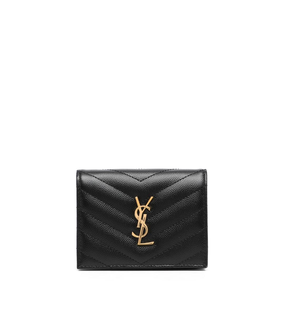 SAINT LAURENT Черный кожаный кошелек, фото 1