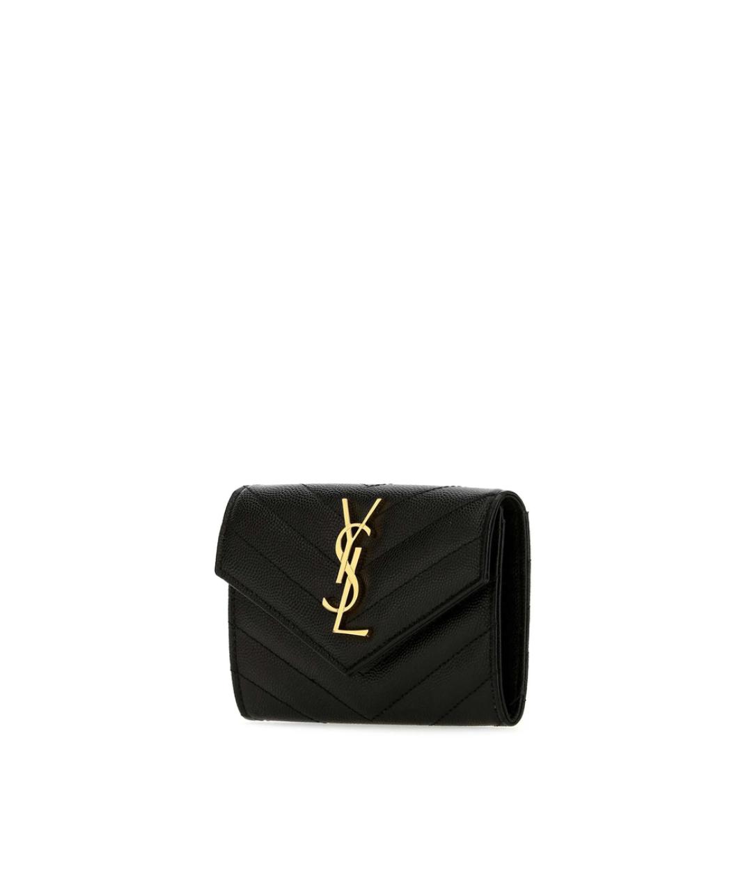 SAINT LAURENT Черный кожаный кошелек, фото 2
